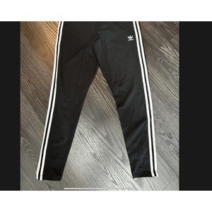 adidas Black Leggings with White Stripes